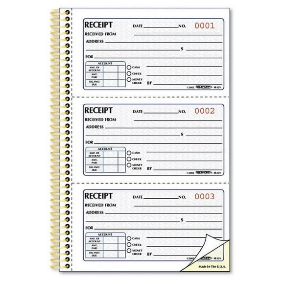 Money Receipt Book, Two-Part Carbonless, 5 X 2.75, 3/page, 225 Forms | Bundle of 10 Each