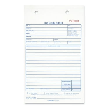 Rediform Job Work Order Book, Two-Part Carbonless, 5.5 x 8.5, 50 Forms Total, Each