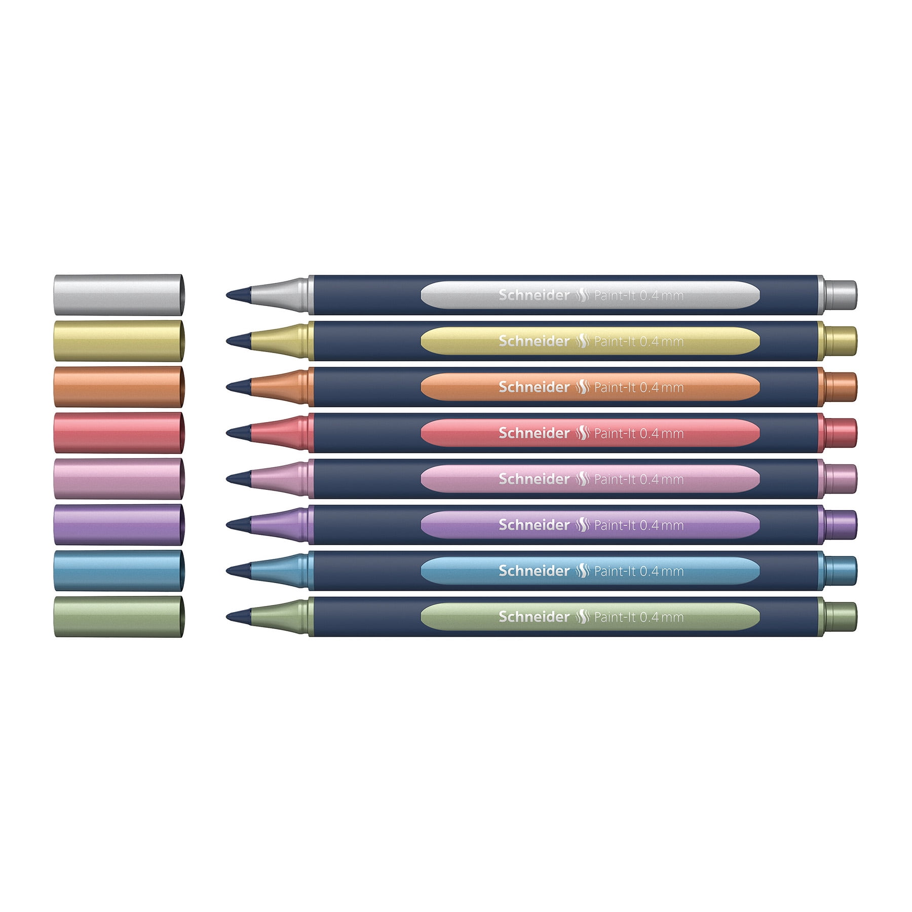 Schneider Paint-It 050, Metallic RollerballS, 0.4 mm, Wallet, 8 Assorted Ink Colors
