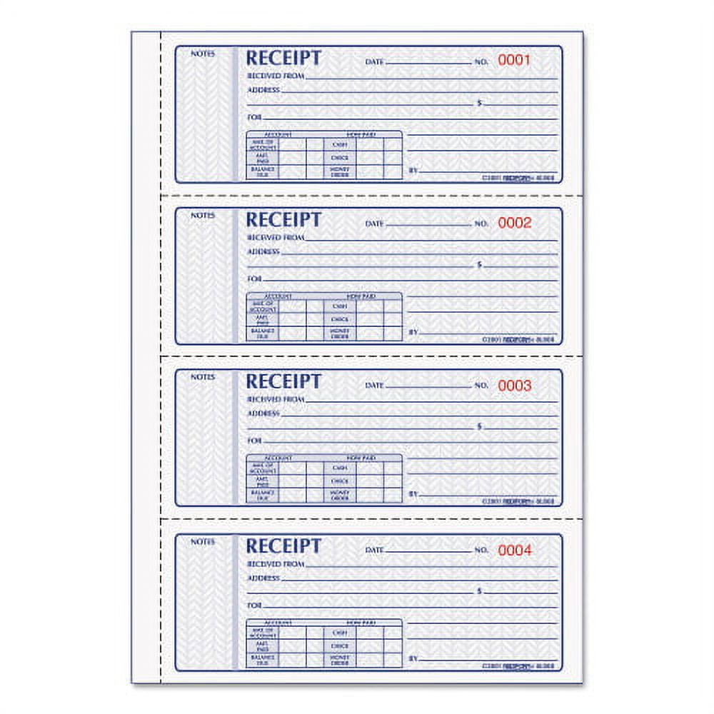 Money Receipt Book, FormGuard Cover, Three-Part Carbonless, 7 x 2.75, 4 Forms/Sheet, 100 Forms Total Money Receipt Book, FormGuard Cover, Three-Part Carbonless, 7 x 2.75, 4 Forms/Sheet, 100 Forms Total