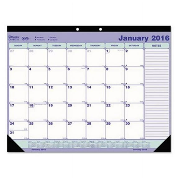Rediform Office Products 21.25 x 16 Monthly Academic Desk Pad Calendar, White & Black, 2015-2016