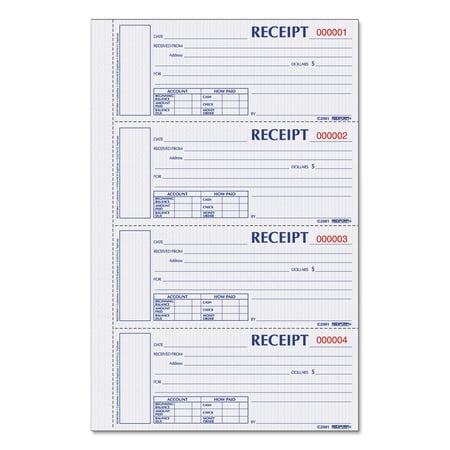 Rediform, REDS1657NCL, Hardbound Numbered Money Receipt Books, 1 Each, White,Canary,Pink