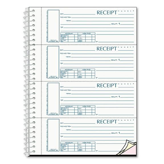 Rediform Office Products Spiral-Bound Unnumbered Money Receipt Book, 7 x 2 3/4, Three-Part, 120 Sets/Book