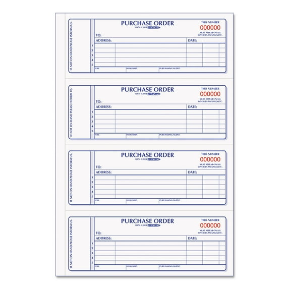 Rediform Purchase Order Book, 7" x 2 3/4", Two-Part Carbonless, 400 Sets per Book