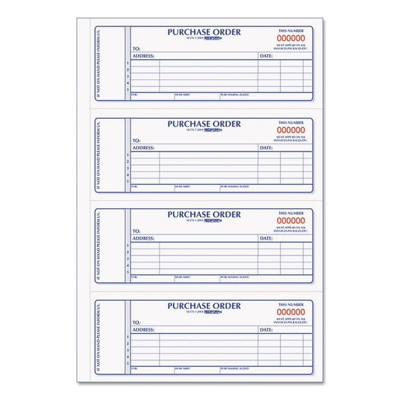 Rediform Purchase Order Book, 7" x 2 3/4", Two-Part Carbonless, 400 Sets per Book