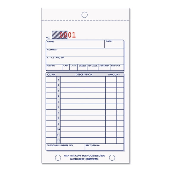 Rediform Office Sales Book, 3-5/8 X 6 3/8, Carbonless Duplicate, 50 Sets/book