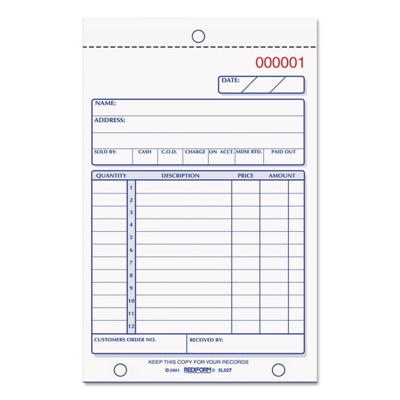 Rediform, RED5L527, Carbonless Sales Forms, 1 Each