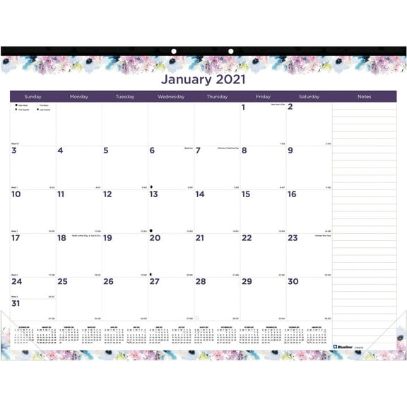 Rediform, REDC194113, Passion Floral Design Desk Pad, 1 Each, Floral