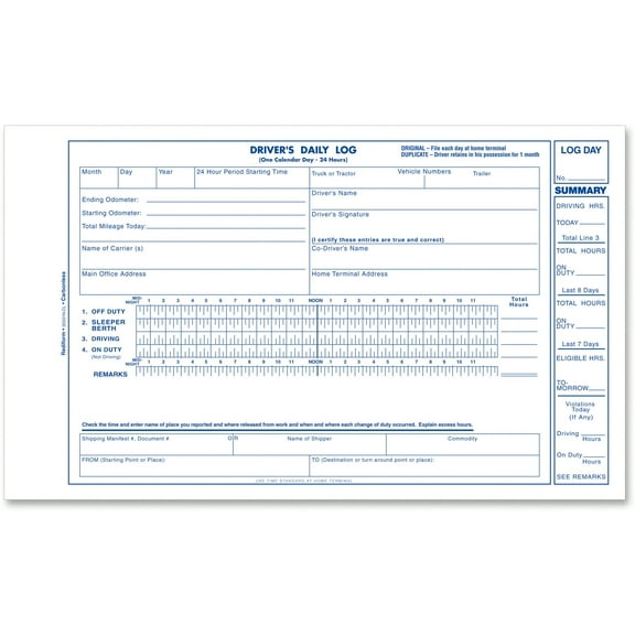 Rediform, REDS5031NCL, Carbonless 2-part Driver's Daily Log Book, 1 / Each, White