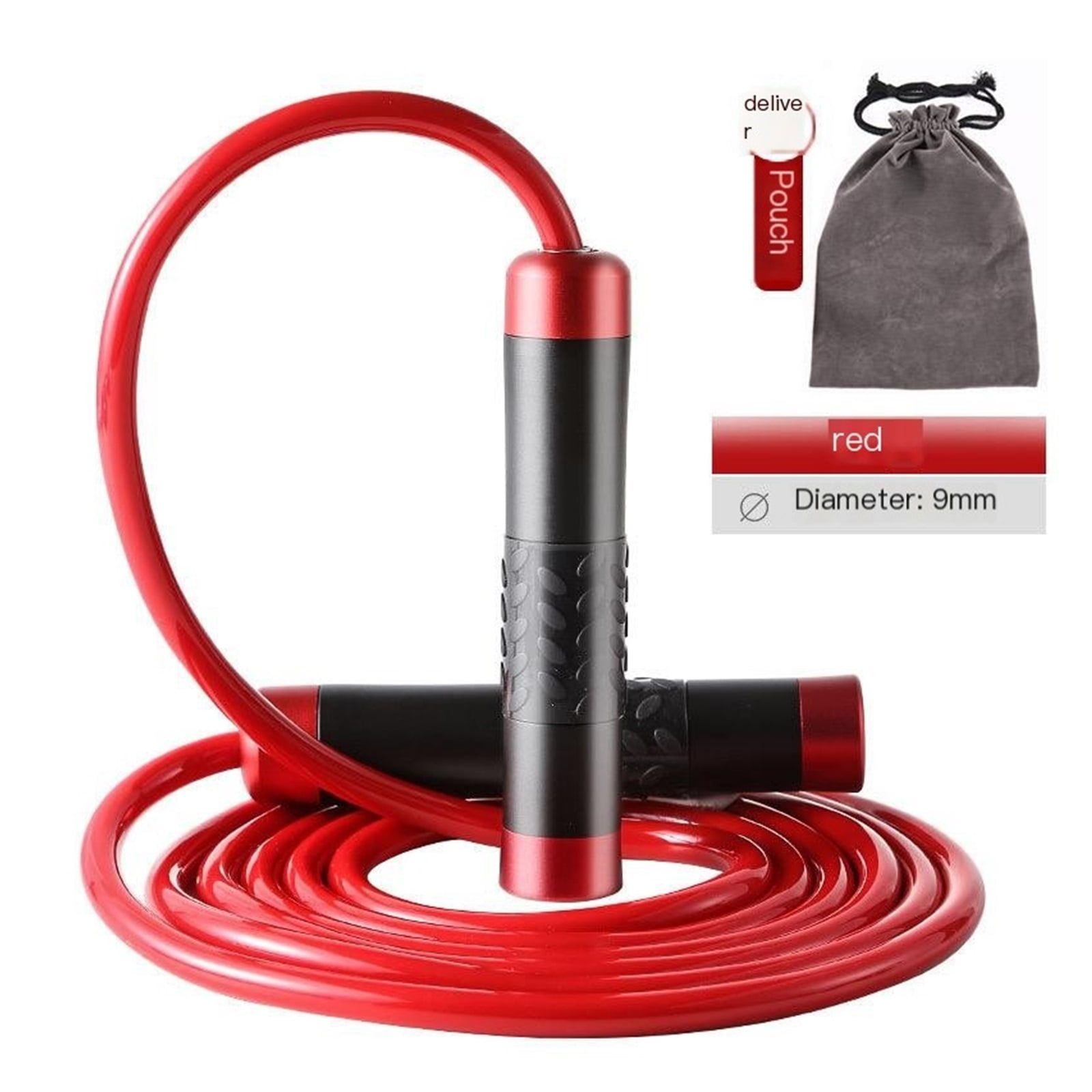 Weighted Jump Rope for Workout Fitness Tangle-Free Ball Bearing Rapid Speed Skipping MMA Boxing Weight-loss,Aluminum Handle Adjustable Length 9MM Solid PVC