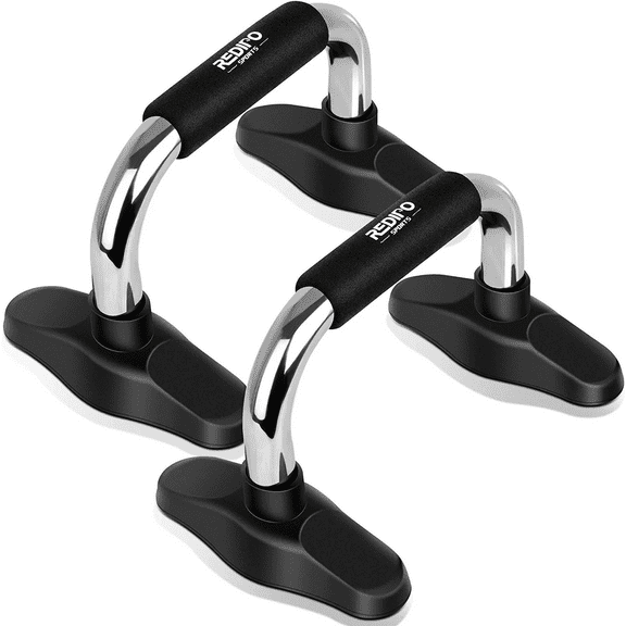 Redipo Push Up Bars - Push Up Handles, Chrome Plated Push up Holders, Hard Rubber footpads for Stability, Home Workout with Non-Slip Handles, Great for Home Fitness Training, Strength Workouts