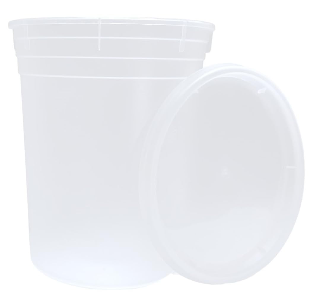 Clear 32-Ounce Plastic Food Storage Containers with Lids, Set of 24