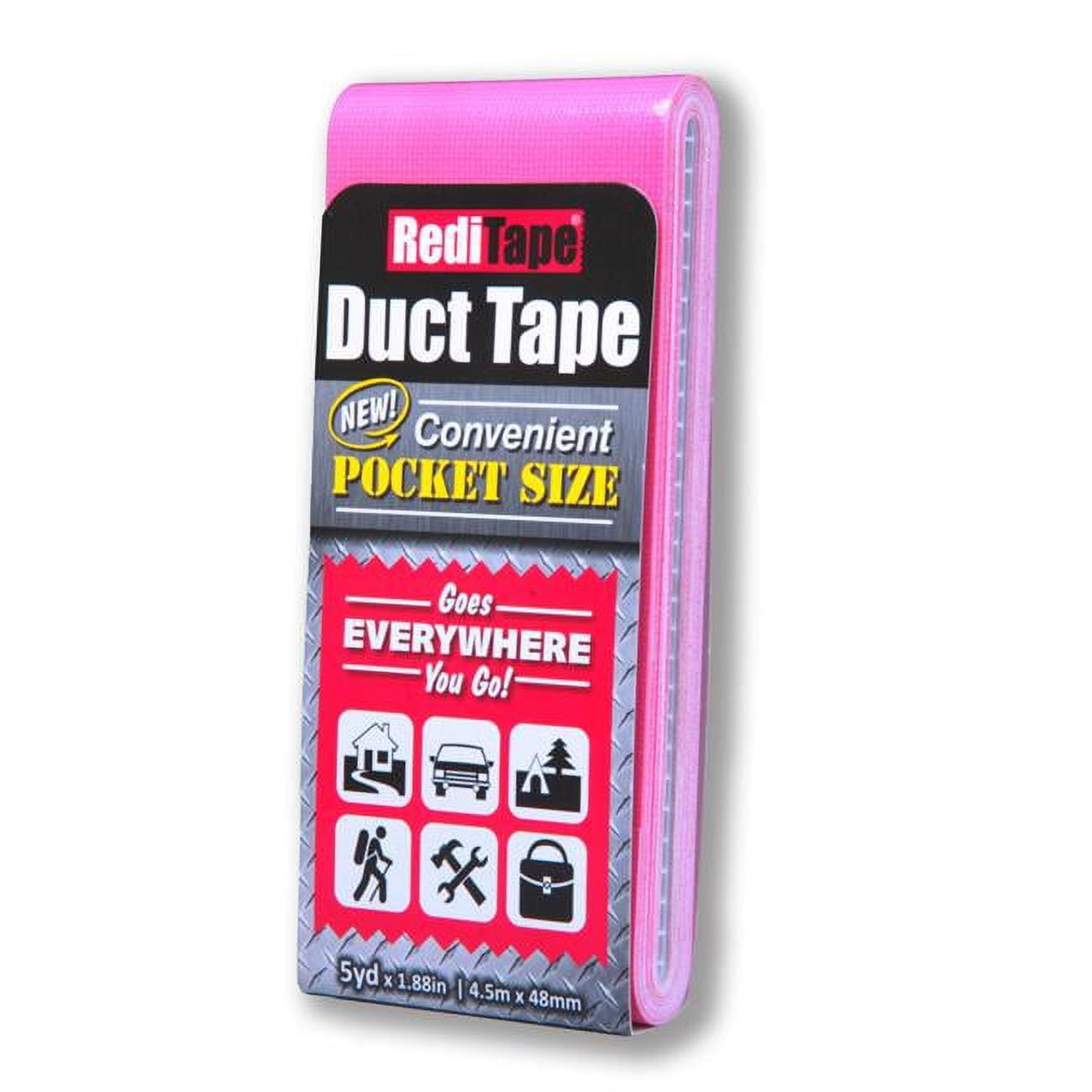 Reditape 4791547 15 ft. x 1.88 in. Pink Solid Color Pocket Size Duct Tape - Pack of 10