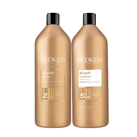 Redken All Soft Shampoo & Conditioner Set For Dry and Brittle Hair 33.8 fl oz