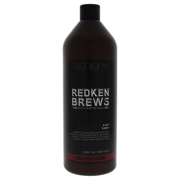 Redken Brews 3-in-1 Shampoo, Conditioner and Body Wash for Men, 33.8 Oz