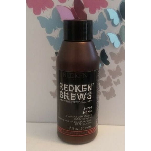 Redken Brews Crafted Malt 3 in 1 Shampoo Conditioner Body Wash 1.7oz