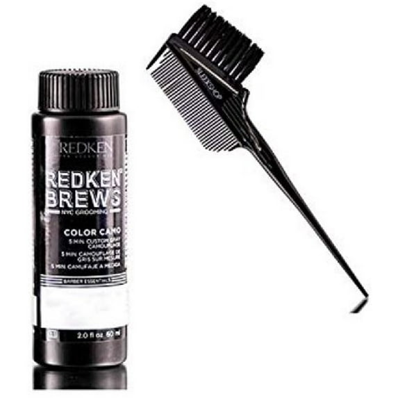 Redken Original Gloss NYC Grooming Brews MEN COLOR CAMO 5 Minute Custom Gray Camoflauge Hair Color (w/ Sleek 3-in-1 Comb & Brush) Grey Haircolor Dye Man (DARK NATURAL)