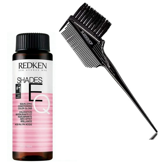 Redken Shades Eq Equalizing Conditioning Gloss Demi-Permanent Hair Color Dye with Sleek 3-in-1 Brush Comb, 04Wg Sun Tea - 4Wg, 1 Pack