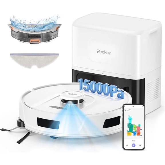Open Box Redkey R11 2-in-1 Robot Vacuum and Mop, 15000Pa Suction Power, LDS Laser Navigation Self-Empty Robot Vacuum
