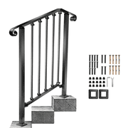 Redlife 2-3 Steps Handrails for Outdoor Steps Wrought Iron Material for Concrete Steps or Wooden Stairs