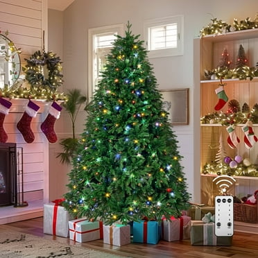 Redlife 7.5Ft Pre-lit Artificial Christmas Tree with Lights Classic Spruce, Fireproof Material Realistic PE+PVC