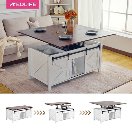 Redlife Lift Top Coffee Table, 3 in 1 Multi-Function Convertible Coffee Table with Storage for Living Room