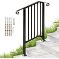 thumbnail image 1 of Redlife Handrail for Stairs Fits 2 or 3 Steps Outdoor Stair Railing Picket Black Wrought Iron Handrail 38.5'', 1 of 7