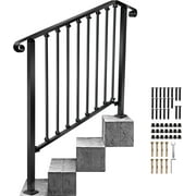 Redlife Handrail for Stairs Fits 3-4 Steps Outdoor Stair Railing Picket Black Wrought Iron Handrail 41''
