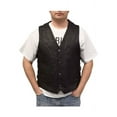thumbnail image 1 of Redline Leather Men's Leather Black Piping Motorcycle Riding Vest M-2200BR (M), 1 of 2