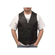 Redline Leather Men's Naked Leather Motorcycle Riding Vest, Black M-2200SD M
