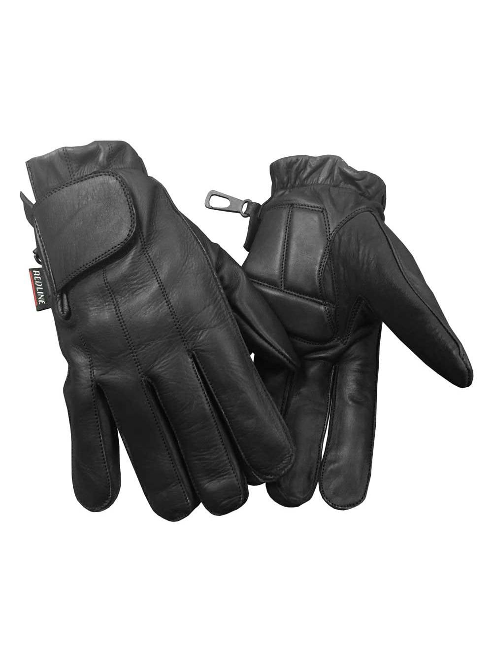 Redline Men's Anti-Vibration Full-Finger Motorcycle Leather Gloves, G-055 (S)