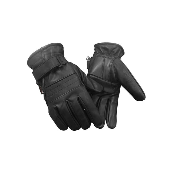 Redline Men's Gel Padded Full-Finger Leather Motorcycle Gloves, Black G-056 (M)