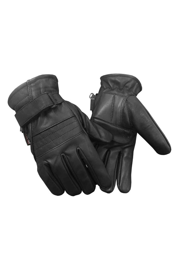 Redline Men's Gel Padded Full-Finger Leather Motorcycle Gloves, Black G-056 (M)