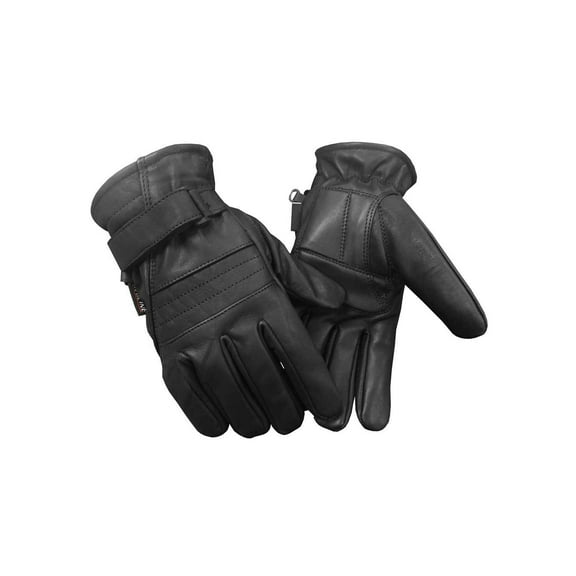 Redline Men's Gel Padded Full-Finger Leather Motorcycle Gloves, Black G-056 (S)