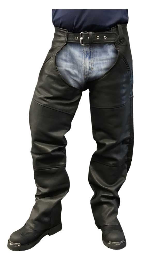 Red Chaps Redline Men's Classic Premium Cowhide Leather Motorcycle Chaps M-1450 ...