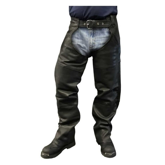 Redline Men's Classic Premium Cowhide Leather Motorcycle Chaps M-1450 (5XL)