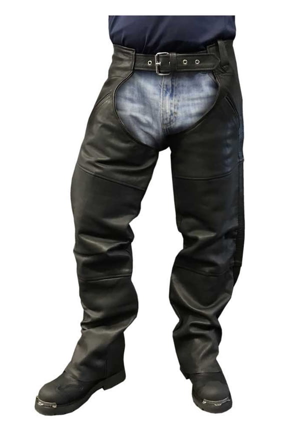 Redline Men's Classic Premium Cowhide Leather Motorcycle Chaps M-1450 (5XL)