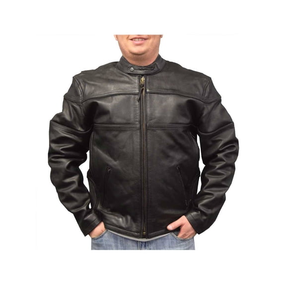 Redline Men's Cowhide Leather Motorcycle Jacket w/ Thinsulate Liner M-100 (4XL)