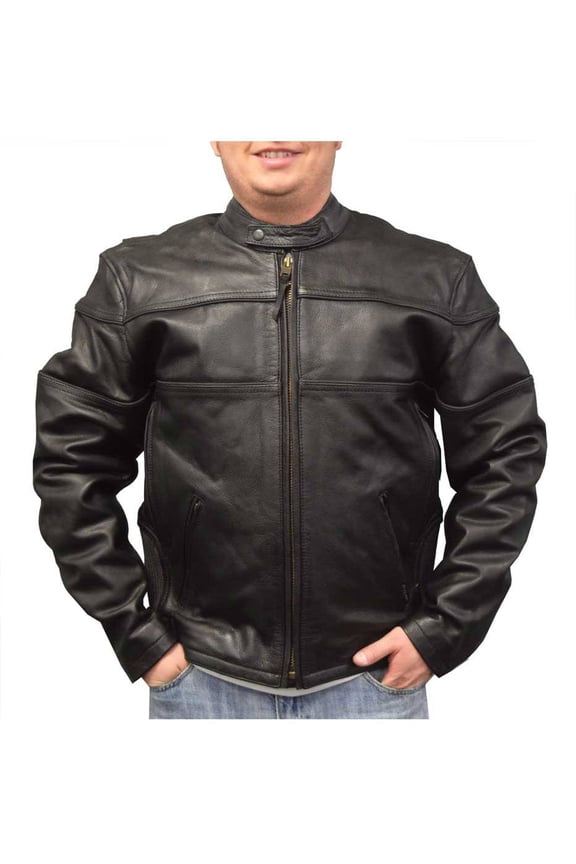 Redline Men's Cowhide Leather Motorcycle Jacket w/ Thinsulate Liner M-100 (4XL)
