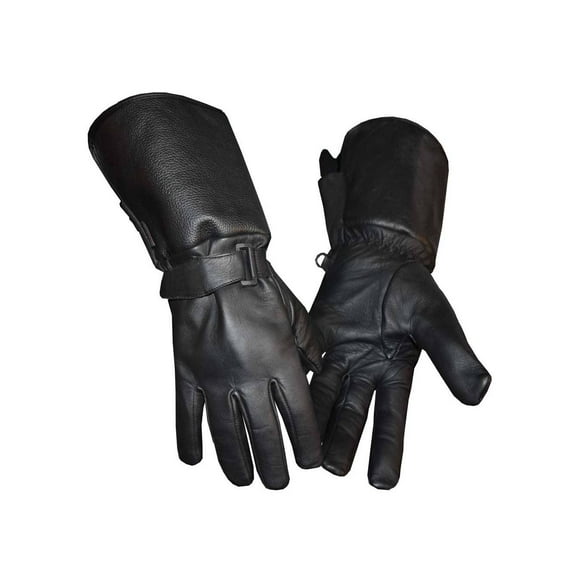 Redline Men's Gauntlet Style Soft Fleece Lining Leather Gloves, Black G-053 (S)