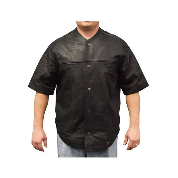Redline Men's Perforated Soft Goat Skin Leather Short Sleeve Jacket M-1850 (2XL)