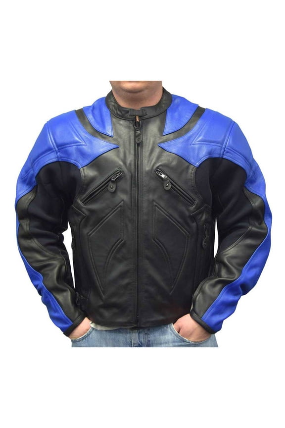 Redline Men's Racing Body Armor Jacket, Buffalo Leather M-YBR (Blue, M)