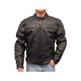 thumbnail image 1 of Redline Men's Reflective Piping Zip Black Leather Motorcycle Jacket. M-88 (4XL), 1 of 5