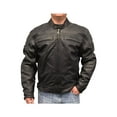 thumbnail image 1 of Redline Men's Reflective Piping Zip Black Leather Motorcycle Jacket. M-88 (S), 1 of 5
