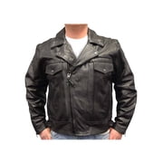 Redline Mens Leather Zipper Touring Motorcycle Riding Jacket, Black M-1050 5XL