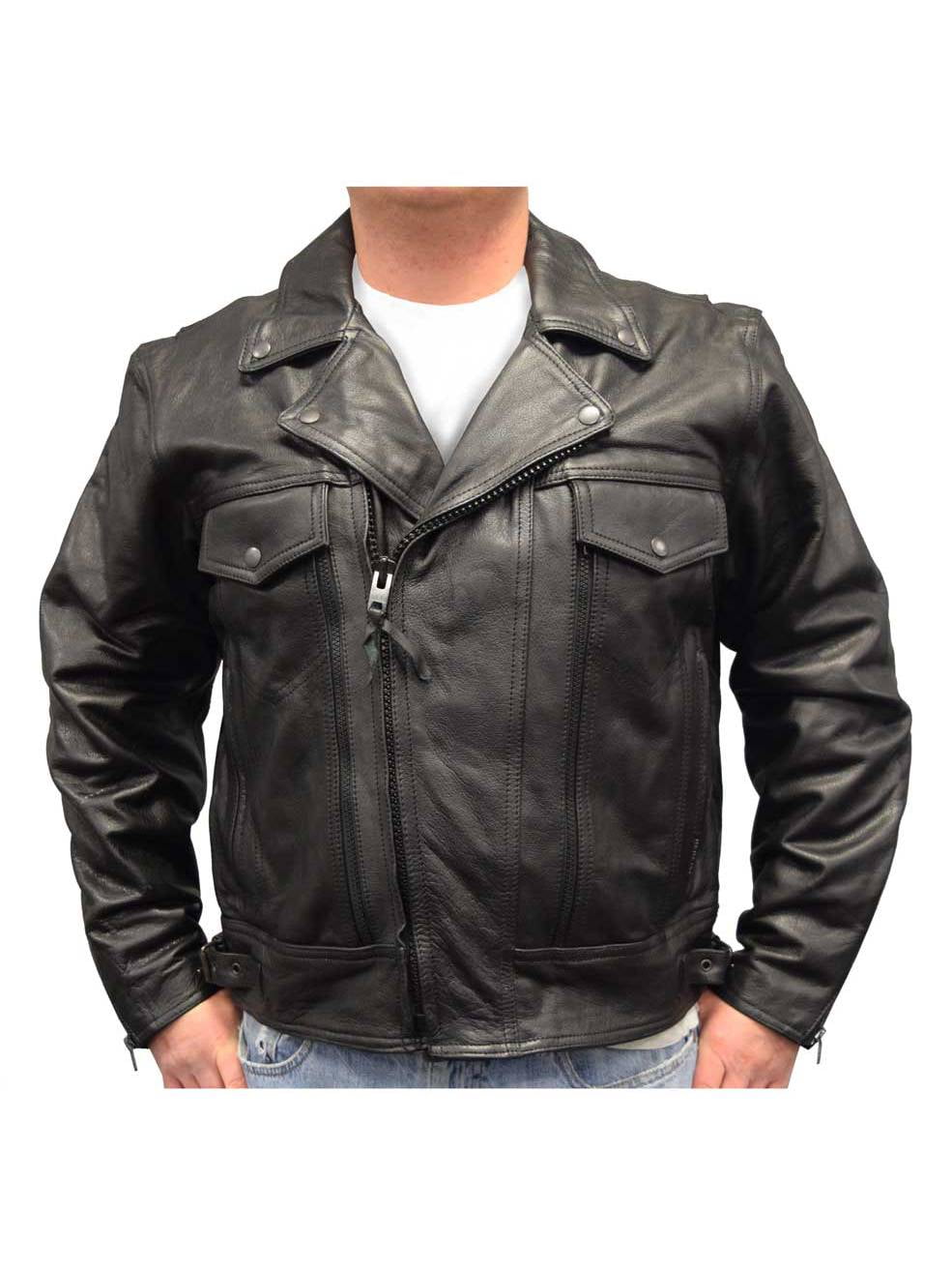 Redline Mens Leather Zipper Touring Motorcycle Riding Jacket, Black M ...