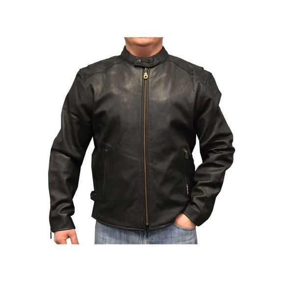 Redline Mens Light-Weight Leather Touring Motorcycle Jacket, Black M-600SR (3XL)