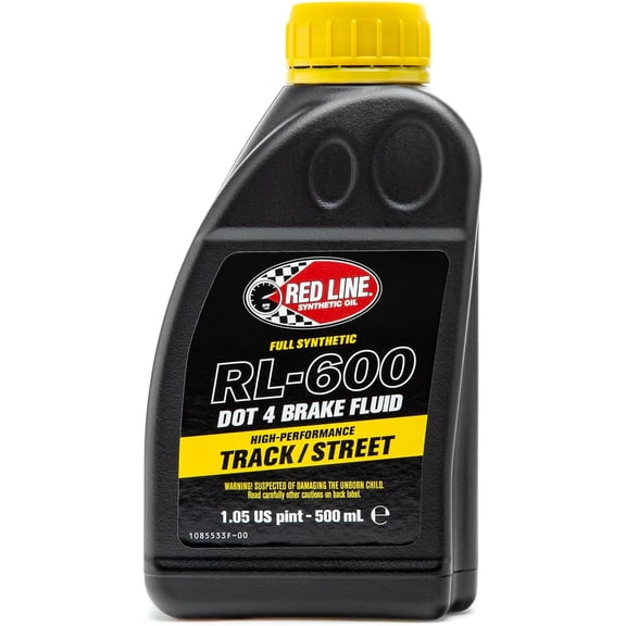 Red Line 90404 RL-600 High Performance Track/Street DOT 4 Brake Fluid - 500 Milliliter