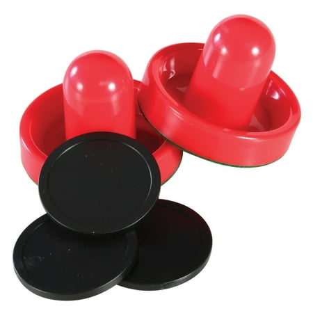 Redline Replacement Table Air Hockey Striker Puck Set Includes Two Red Strikers and Three Black Pucks