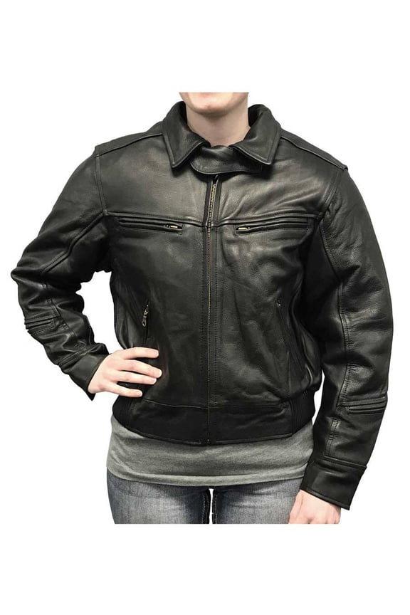 Redline Women's Bomber Naked Cowhide Leather Motorcycle Jacket, Black L-30 (2XL)